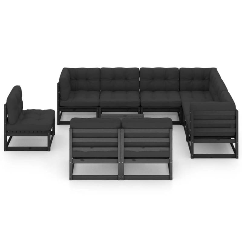 vidaXL 10-tlg Garten-Lounge-Set mit Kissen Schwarz Kiefer Massivholz Modell 17 von VIDAXL