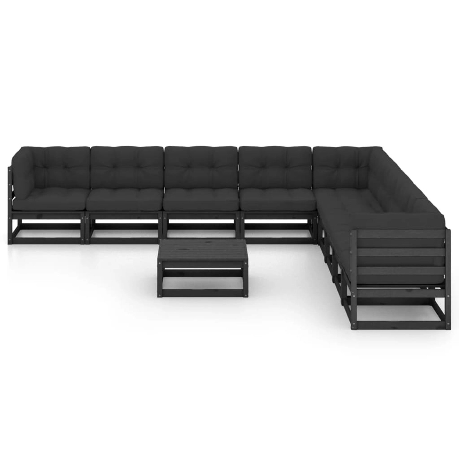 vidaXL 10-tlg Garten-Lounge-Set mit Kissen Schwarz Kiefer Massivholz Modell 19 vidaXL 10-tlg Garten-Lounge-Set mit Kissen Schwarz Kiefer Massivholz Modell 19 von VIDAXL