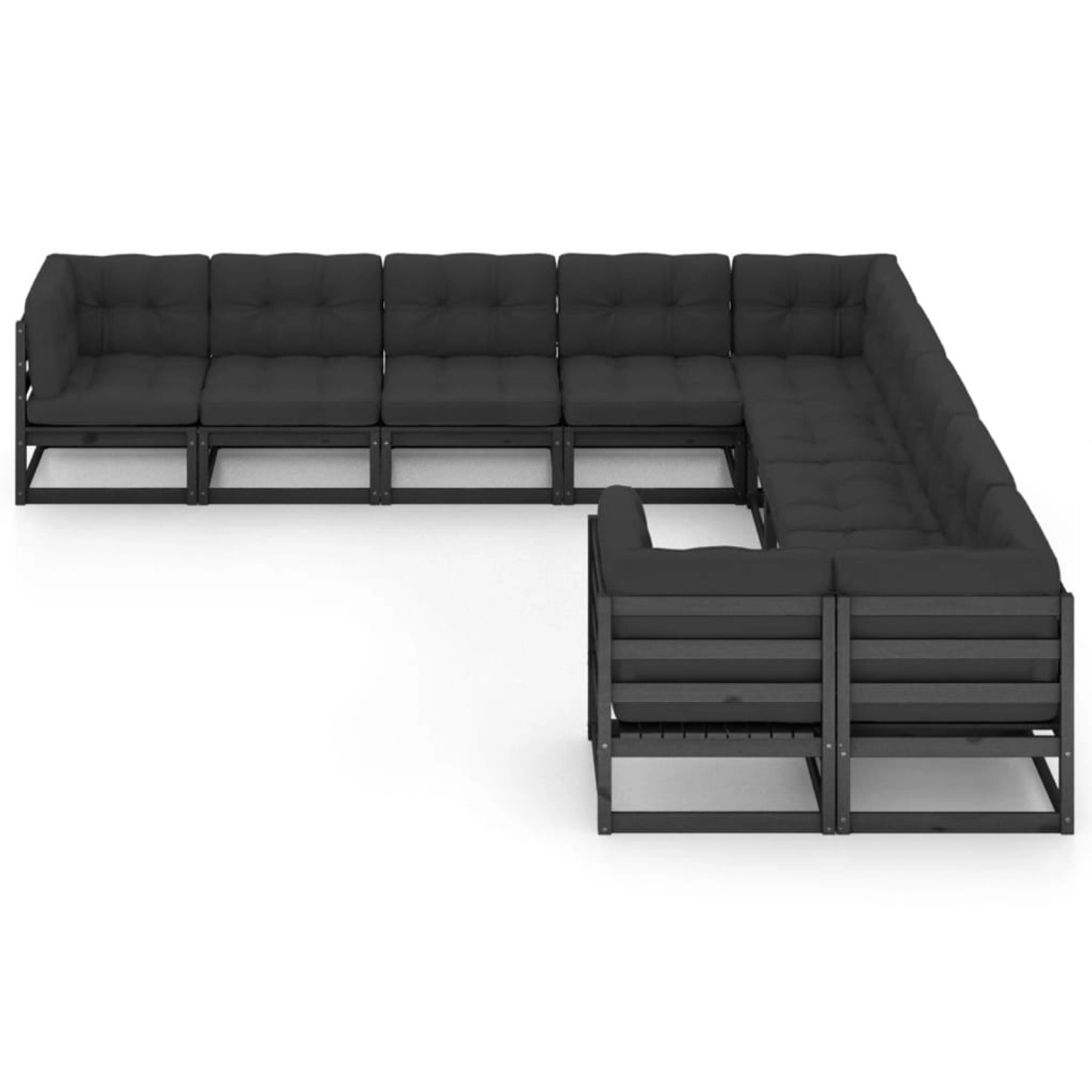 vidaXL 10-tlg Garten-Lounge-Set mit Kissen Schwarz Kiefer Massivholz Modell 2 vidaXL 10-tlg Garten-Lounge-Set mit Kissen Schwarz Kiefer Massivholz Modell 2 von VIDAXL