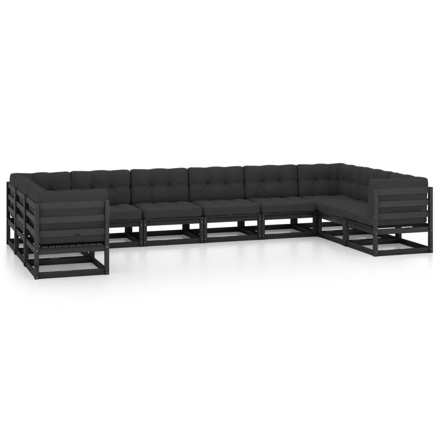 vidaXL 10-tlg Garten-Lounge-Set mit Kissen Schwarz Kiefer Massivholz Modell 5 vidaXL 10-tlg Garten-Lounge-Set mit Kissen Schwarz Kiefer Massivholz Modell 5 von VIDAXL