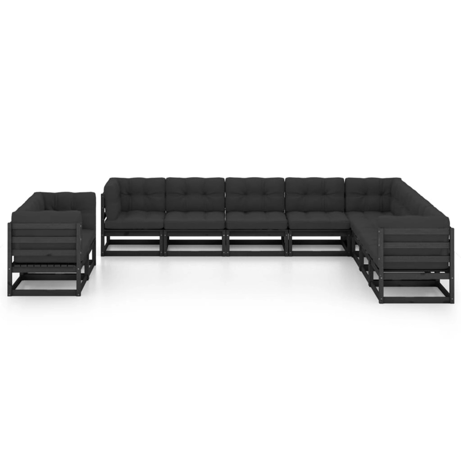 vidaXL 10-tlg Garten-Lounge-Set mit Kissen Schwarz Kiefer Massivholz Modell 9 vidaXL 10-tlg Garten-Lounge-Set mit Kissen Schwarz Kiefer Massivholz Modell 9 von VIDAXL
