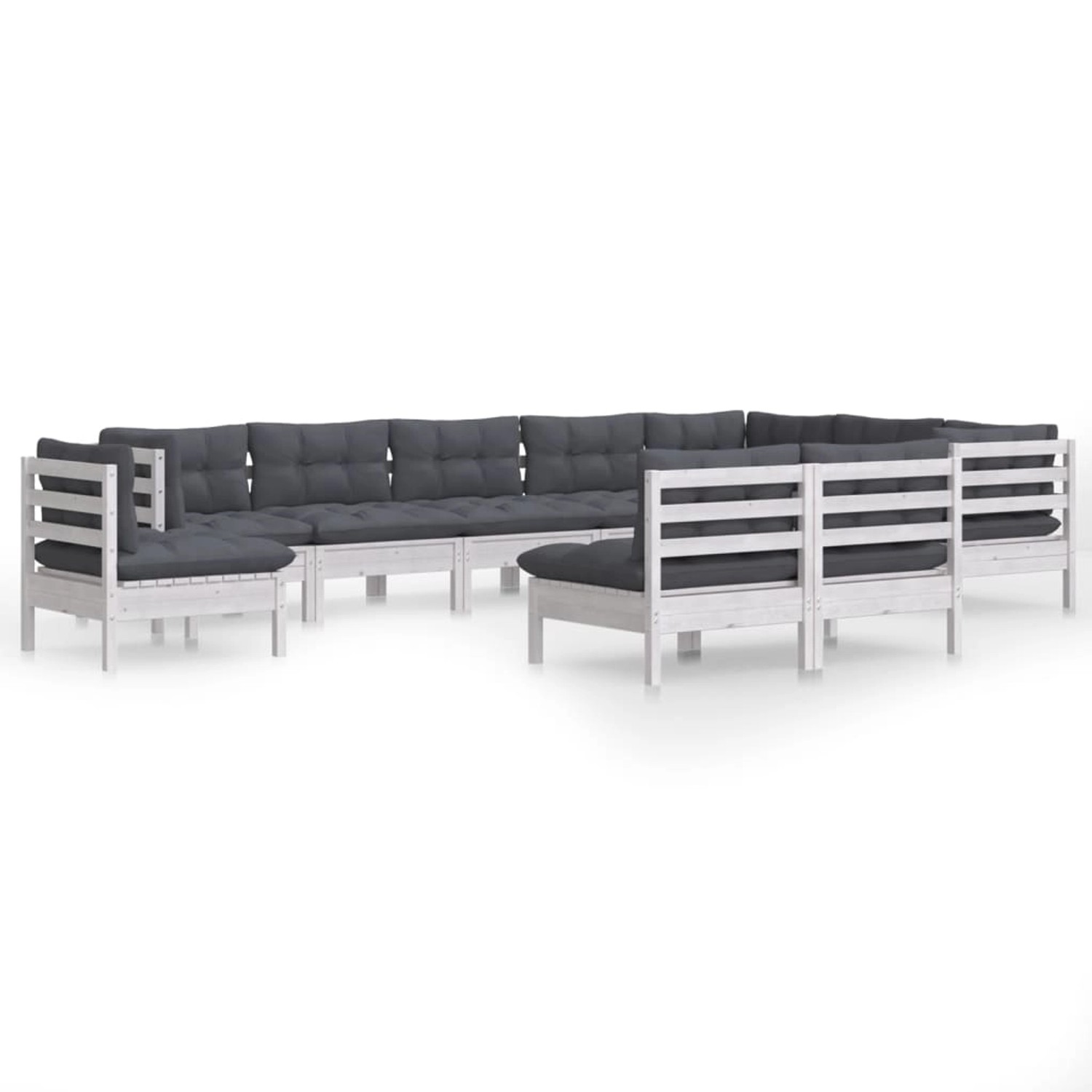 vidaXL 10-tlg Garten-Lounge-Set mit Kissen Weiß Kiefer Massivholz Modell 27 vidaXL 10-tlg Garten-Lounge-Set mit Kissen Weiß Kiefer Massivholz Modell 27 von VIDAXL