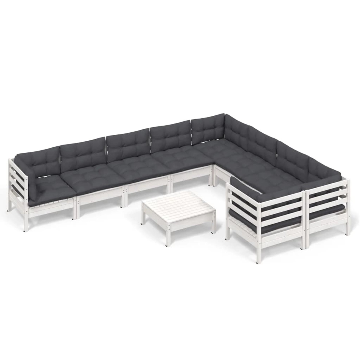 vidaXL 10-tlg Garten-Lounge-Set mit Kissen Weiß Kiefernholz Modell 1 vidaXL 10-tlg Garten-Lounge-Set mit Kissen Weiß Kiefernholz Modell 1 von VIDAXL
