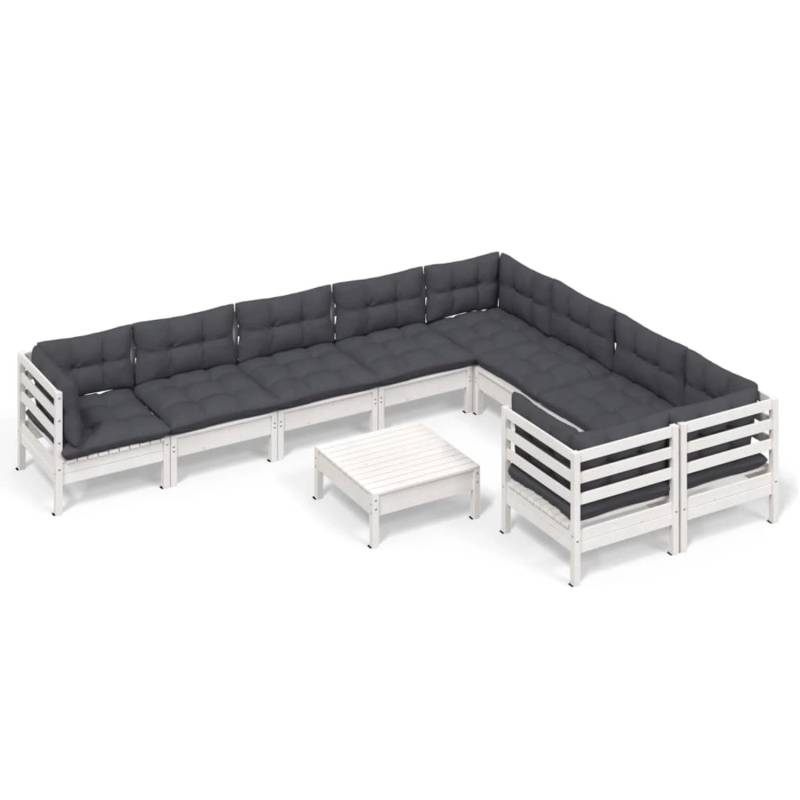 vidaXL 10-tlg Garten-Lounge-Set mit Kissen Weiß Kiefernholz Modell 1 von VIDAXL