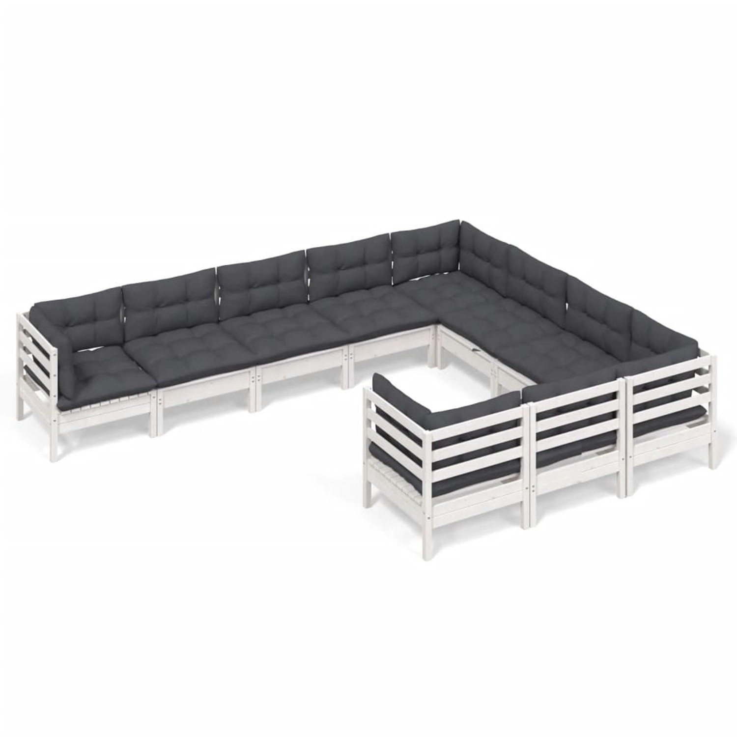 vidaXL 10-tlg Garten-Lounge-Set mit Kissen Weiß Kiefernholz Modell 2 vidaXL 10-tlg Garten-Lounge-Set mit Kissen Weiß Kiefernholz Modell 2 von VIDAXL