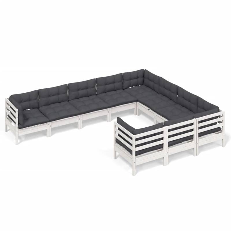 vidaXL 10-tlg Garten-Lounge-Set mit Kissen Weiß Kiefernholz Modell 2 von VIDAXL