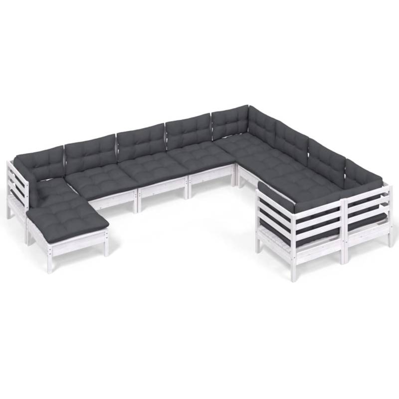 vidaXL 10-tlg Garten-Lounge-Set mit Kissen Weiß Kiefernholz Modell 4 von VIDAXL