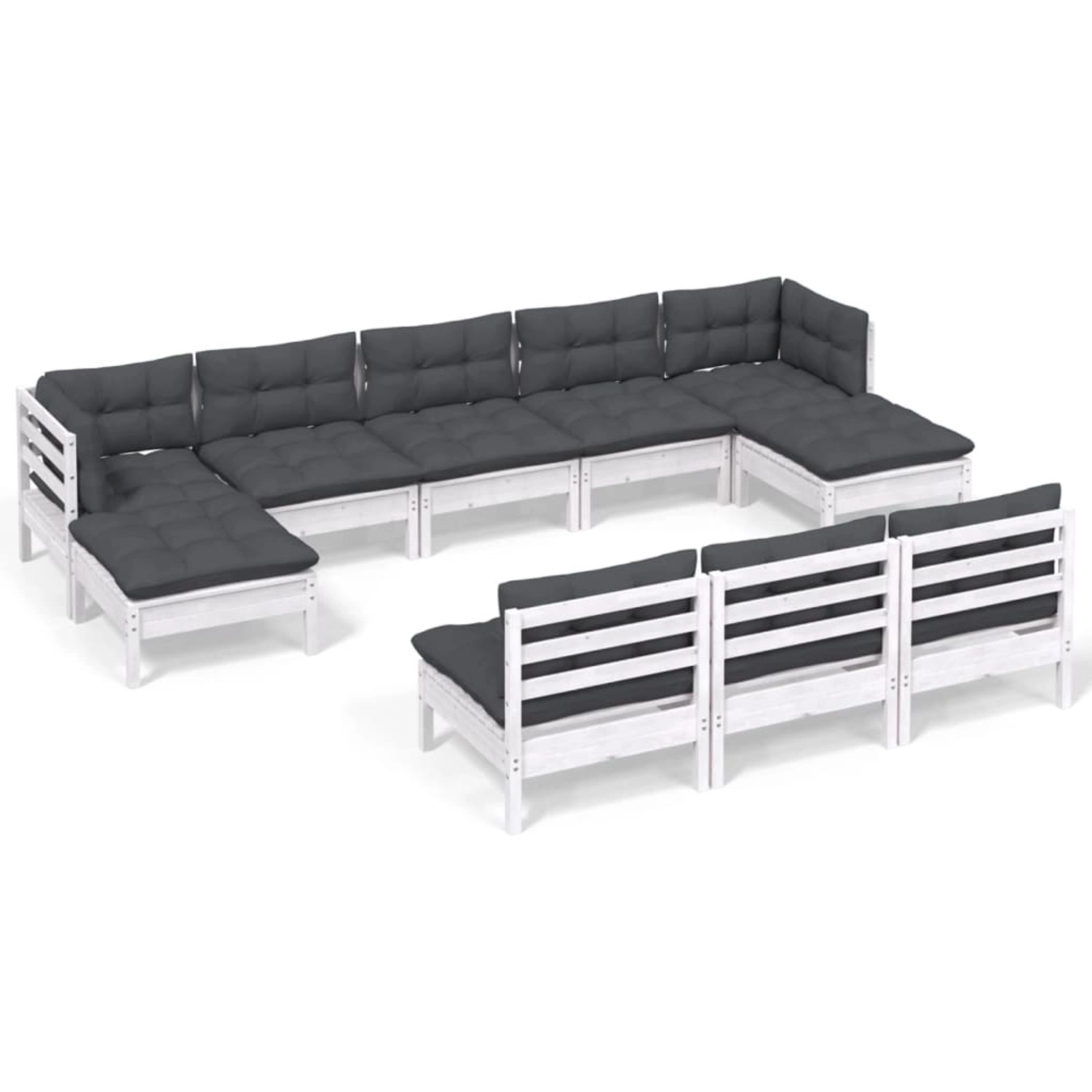 vidaXL 10-tlg Garten-Lounge-Set mit Kissen Weiß Kiefernholz Modell 6 vidaXL 10-tlg Garten-Lounge-Set mit Kissen Weiß Kiefernholz Modell 6 von VIDAXL