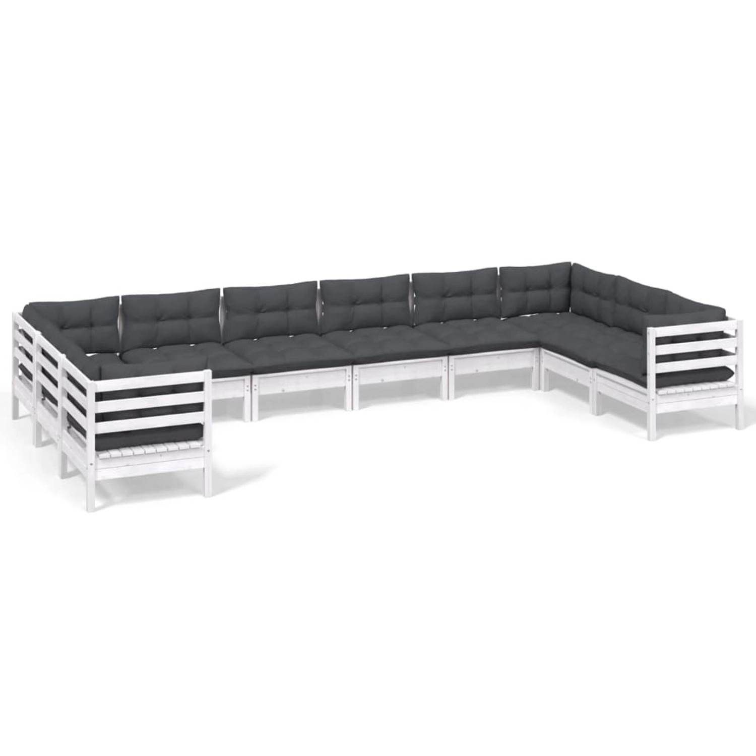 vidaXL 10-tlg Garten-Lounge-Set mit Kissen Weiß Kiefernholz Modell 8 vidaXL 10-tlg Garten-Lounge-Set mit Kissen Weiß Kiefernholz Modell 8 von VIDAXL