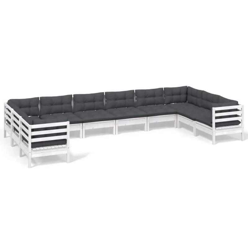 vidaXL 10-tlg Garten-Lounge-Set mit Kissen Weiß Kiefernholz Modell 8 von VIDAXL