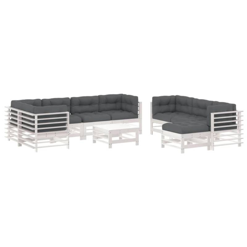 vidaXL 10-tlg Garten-Lounge-Set mit Kissen Weiß Massivholz Modell 1 von VIDAXL