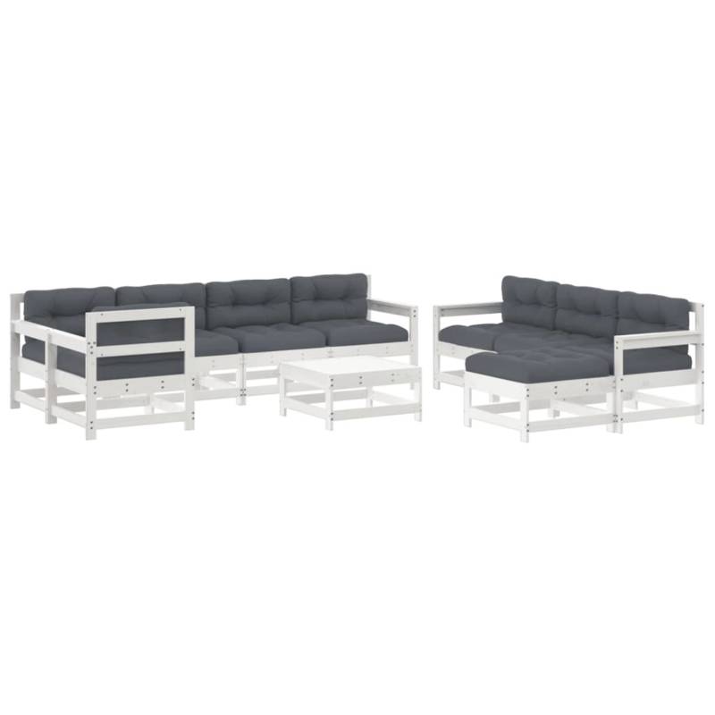 vidaXL 10-tlg Garten-Lounge-Set mit Kissen Weiß Massivholz Modell 2 von VIDAXL