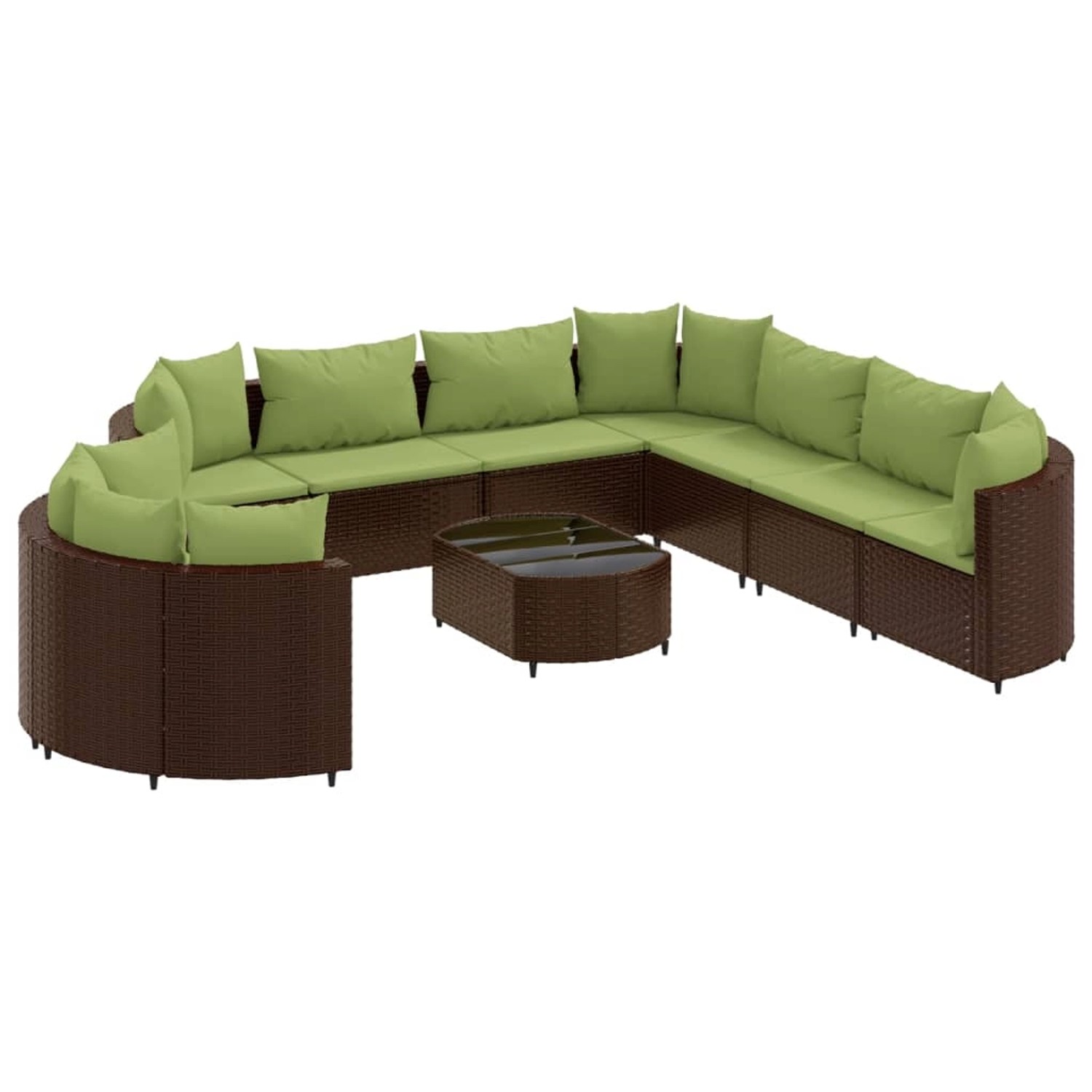 vidaXL 10-tlg Garten-Sofagarnitur mit Kissen Braun Poly Rattan Modell 15 von VIDAXL