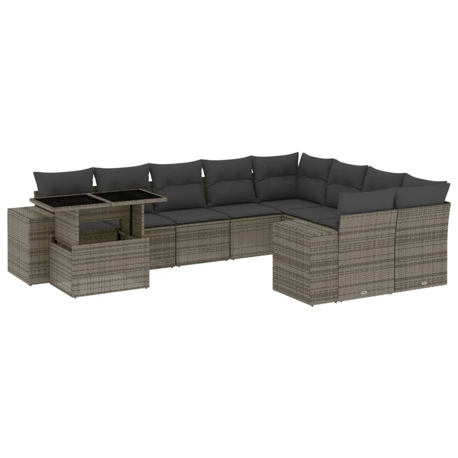 vidaXL 10-tlg Garten-Sofagarnitur mit Kissen Grau Poly Rattan Modell 102 vidaXL 10-tlg Garten-Sofagarnitur mit Kissen Grau Poly Rattan Modell 102 von VIDAXL