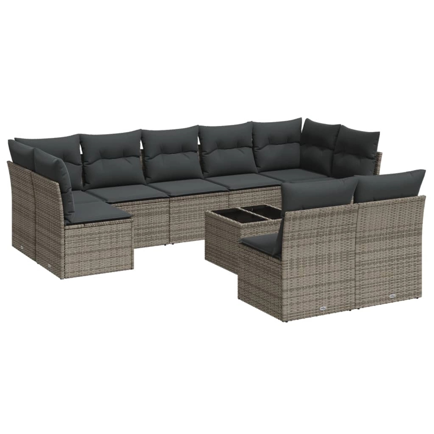 vidaXL 10-tlg Garten-Sofagarnitur mit Kissen Grau Poly Rattan Modell 30 vidaXL 10-tlg Garten-Sofagarnitur mit Kissen Grau Poly Rattan Modell 30 von VIDAXL