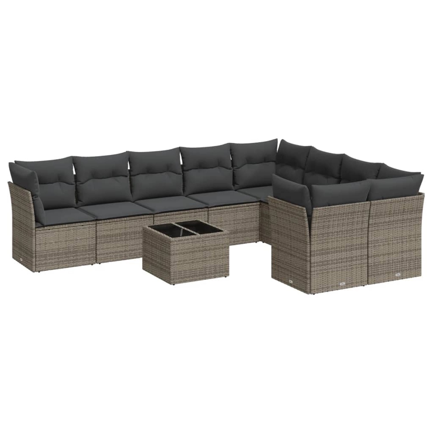 vidaXL 10-tlg Garten-Sofagarnitur mit Kissen Grau Poly Rattan Modell 40 vidaXL 10-tlg Garten-Sofagarnitur mit Kissen Grau Poly Rattan Modell 40 von VIDAXL