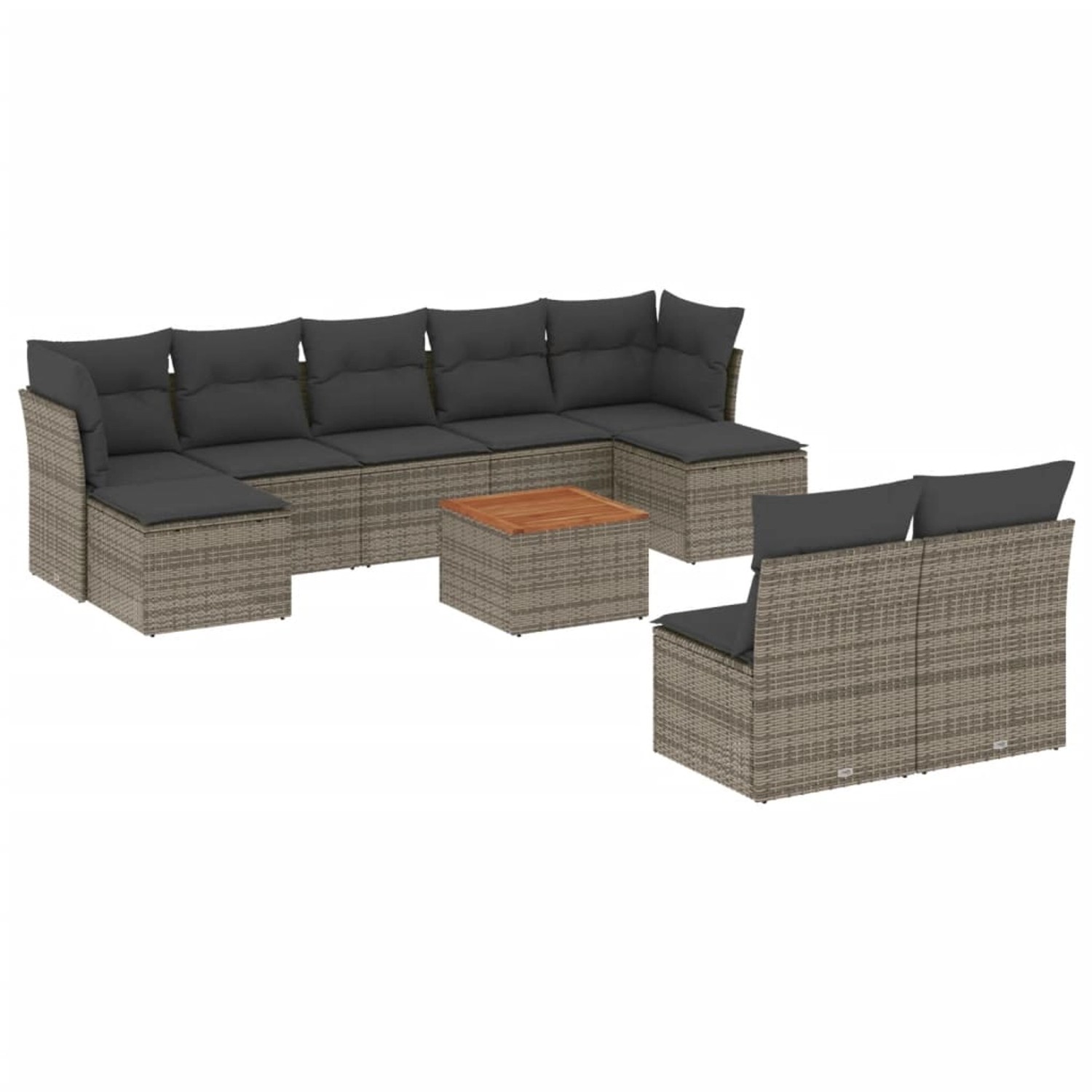 vidaXL 10-tlg Garten-Sofagarnitur mit Kissen Grau Poly Rattan Modell 55 vidaXL 10-tlg Garten-Sofagarnitur mit Kissen Grau Poly Rattan Modell 55 von VIDAXL