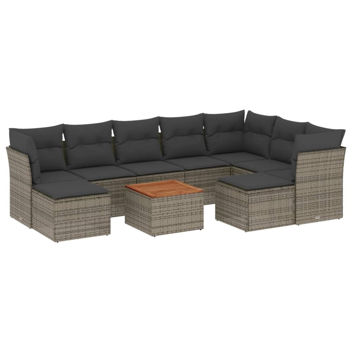 vidaXL 10-tlg Garten-Sofagarnitur mit Kissen Grau Poly Rattan Modell 62 vidaXL 10-tlg Garten-Sofagarnitur mit Kissen Grau Poly Rattan Modell 62 von VIDAXL
