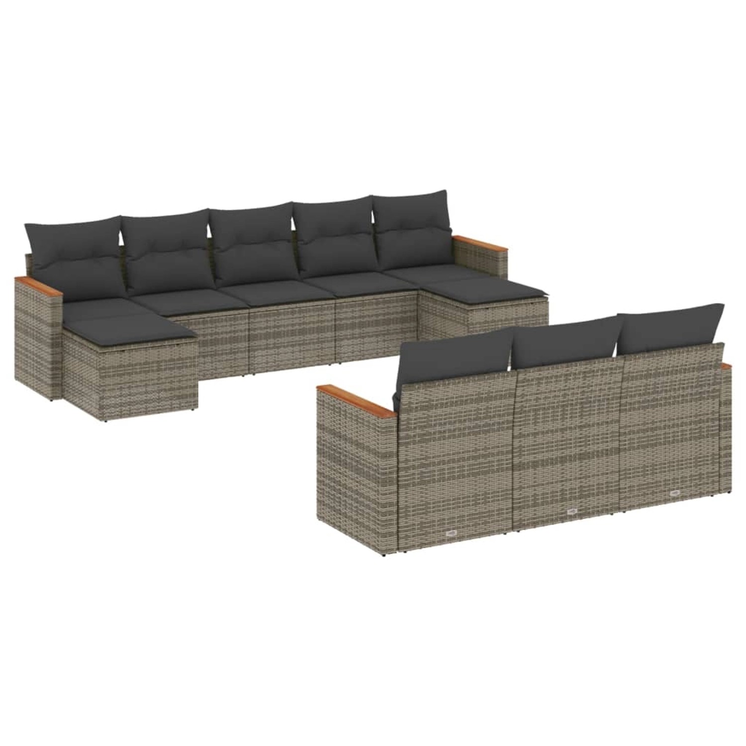 vidaXL 10-tlg Garten-Sofagarnitur mit Kissen Grau Poly Rattan Modell 73 vidaXL 10-tlg Garten-Sofagarnitur mit Kissen Grau Poly Rattan Modell 73 von VIDAXL