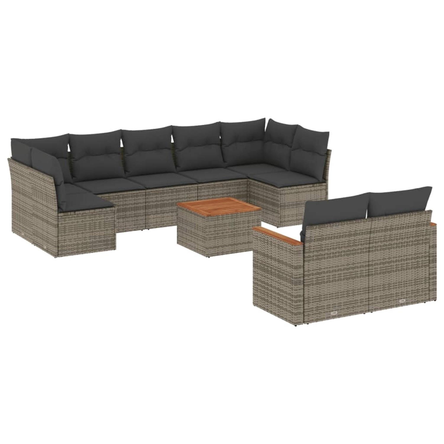 vidaXL 10-tlg Garten-Sofagarnitur mit Kissen Grau Poly Rattan Modell 76 vidaXL 10-tlg Garten-Sofagarnitur mit Kissen Grau Poly Rattan Modell 76 von VIDAXL
