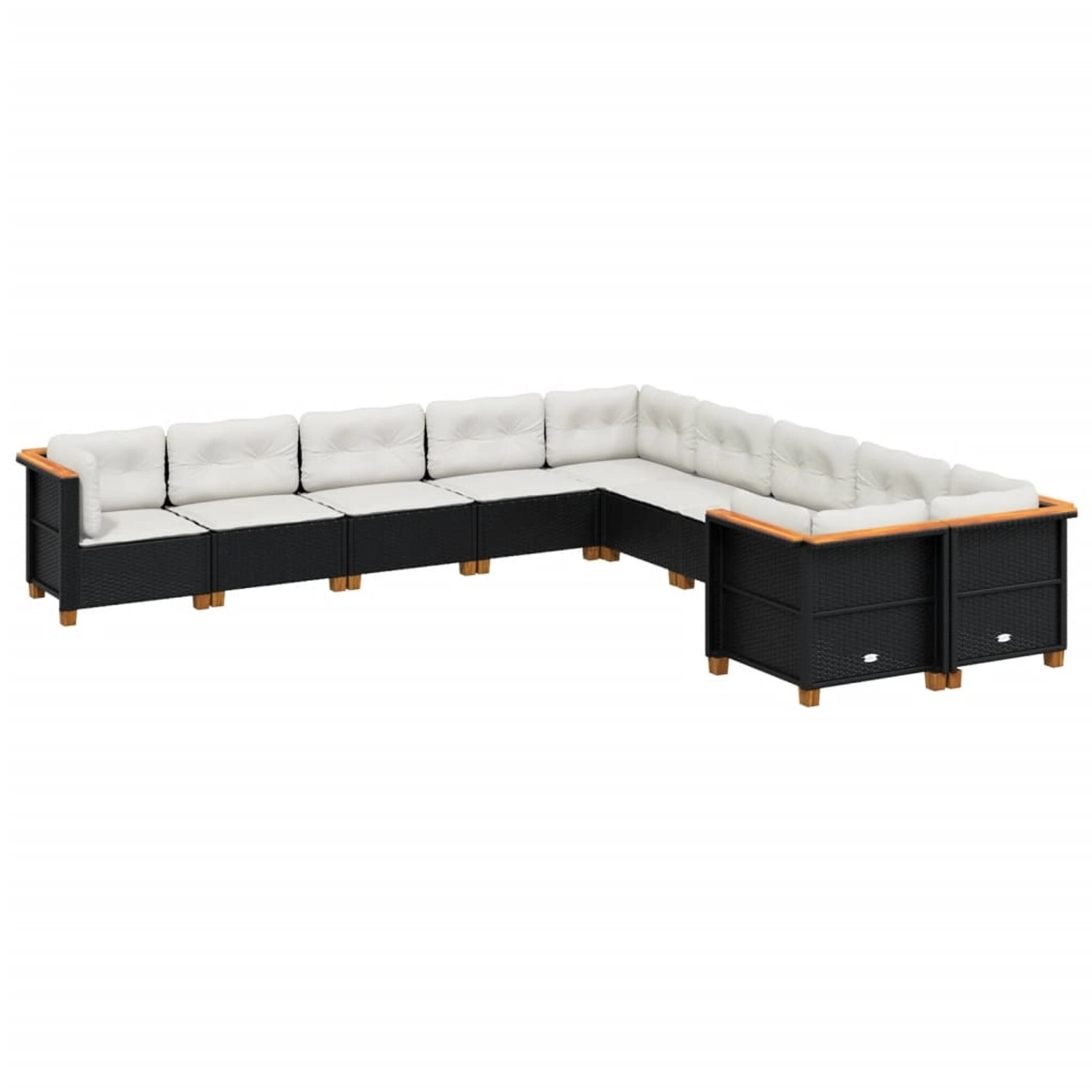 vidaXL 10-tlg Garten-Sofagarnitur mit Kissen Schwarz Poly Rattan Modell 140 von VIDAXL