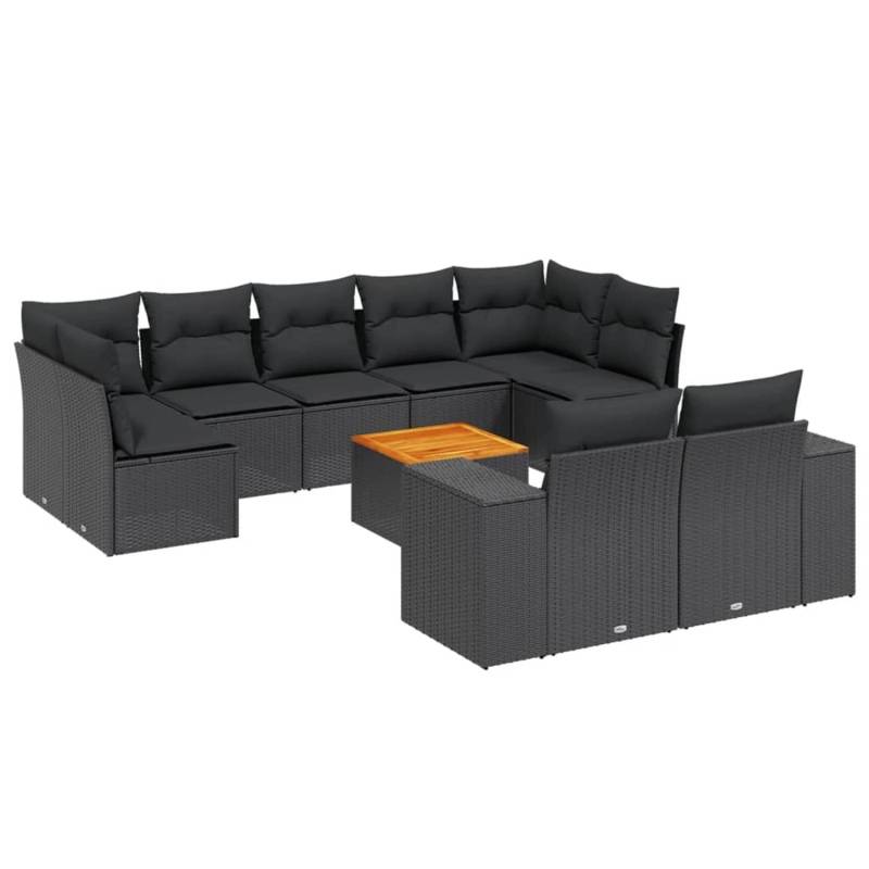 vidaXL 10-tlg Garten-Sofagarnitur mit Kissen Schwarz Poly Rattan Modell 89 von VIDAXL