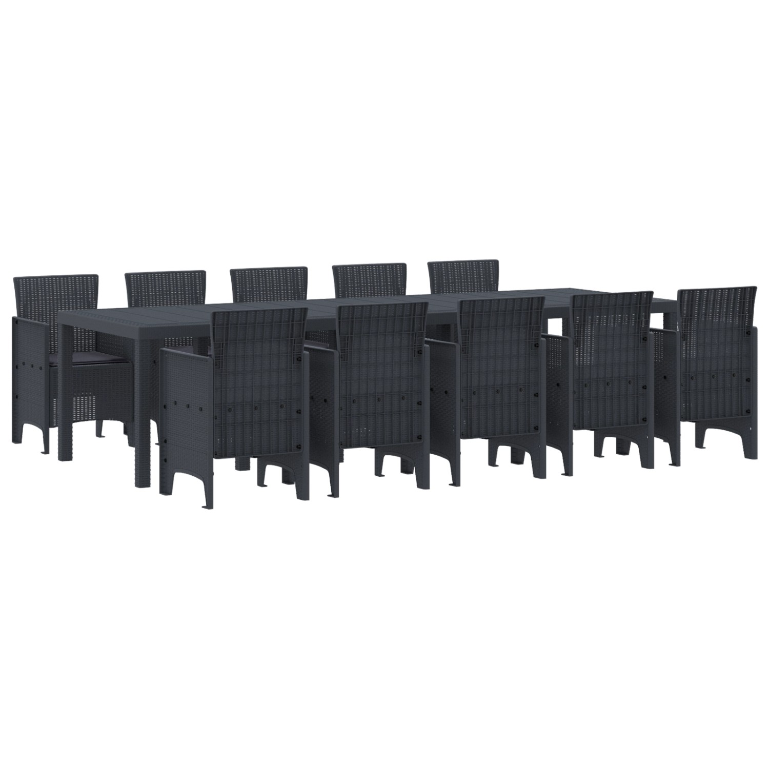 vidaXL 11-Teiliges Garten Essgruppe mit Kissen Anthrazit Poly-Rattan 3378755 von VIDAXL