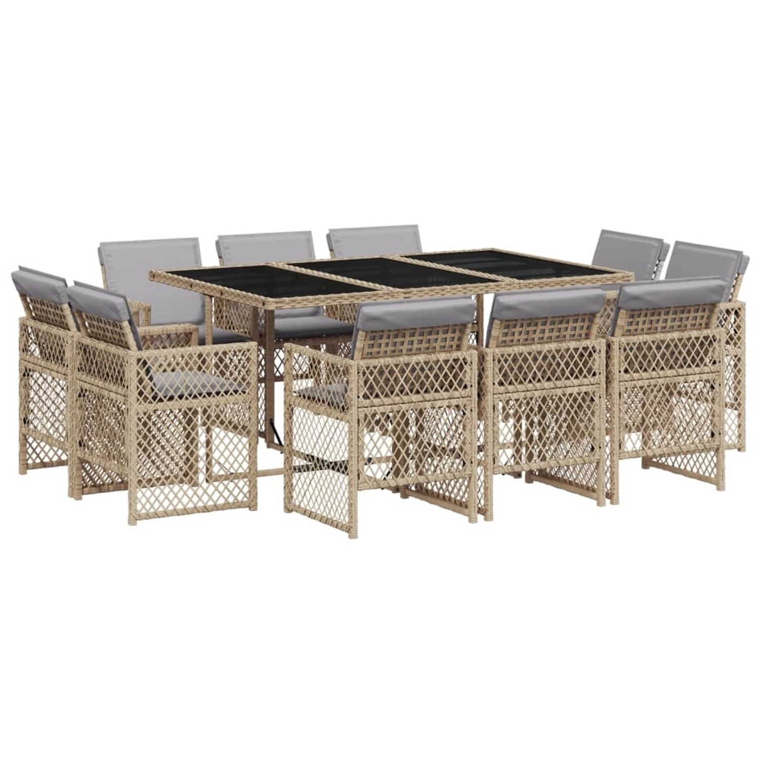 vidaXL 11-Tlg Garten-Essgruppe mit Kissen Beigemischung Poly Rattan 3210852 vidaXL 11-Tlg Garten-Essgruppe mit Kissen Beigemischung Poly Rattan 3210852 von VIDAXL
