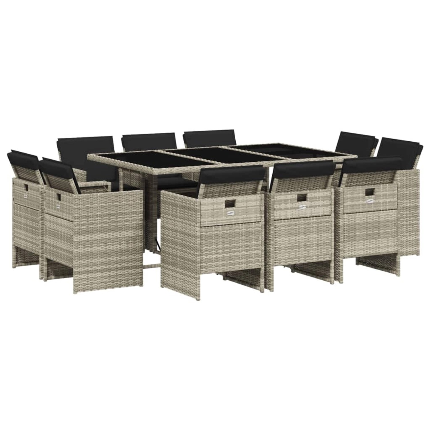 vidaXL 11-Tlg Garten-Essgruppe mit Kissen Hellgrau Poly Rattan 3210671 vidaXL 11-Tlg Garten-Essgruppe mit Kissen Hellgrau Poly Rattan 3210671 von VIDAXL