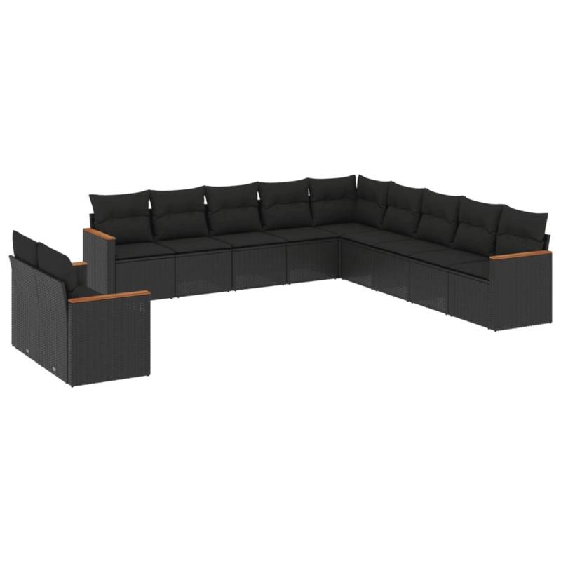 vidaXL 11-Tlg Garten-Sofagarnitur mit Kissen Schwarz Poly Rattan 3226125 von VIDAXL