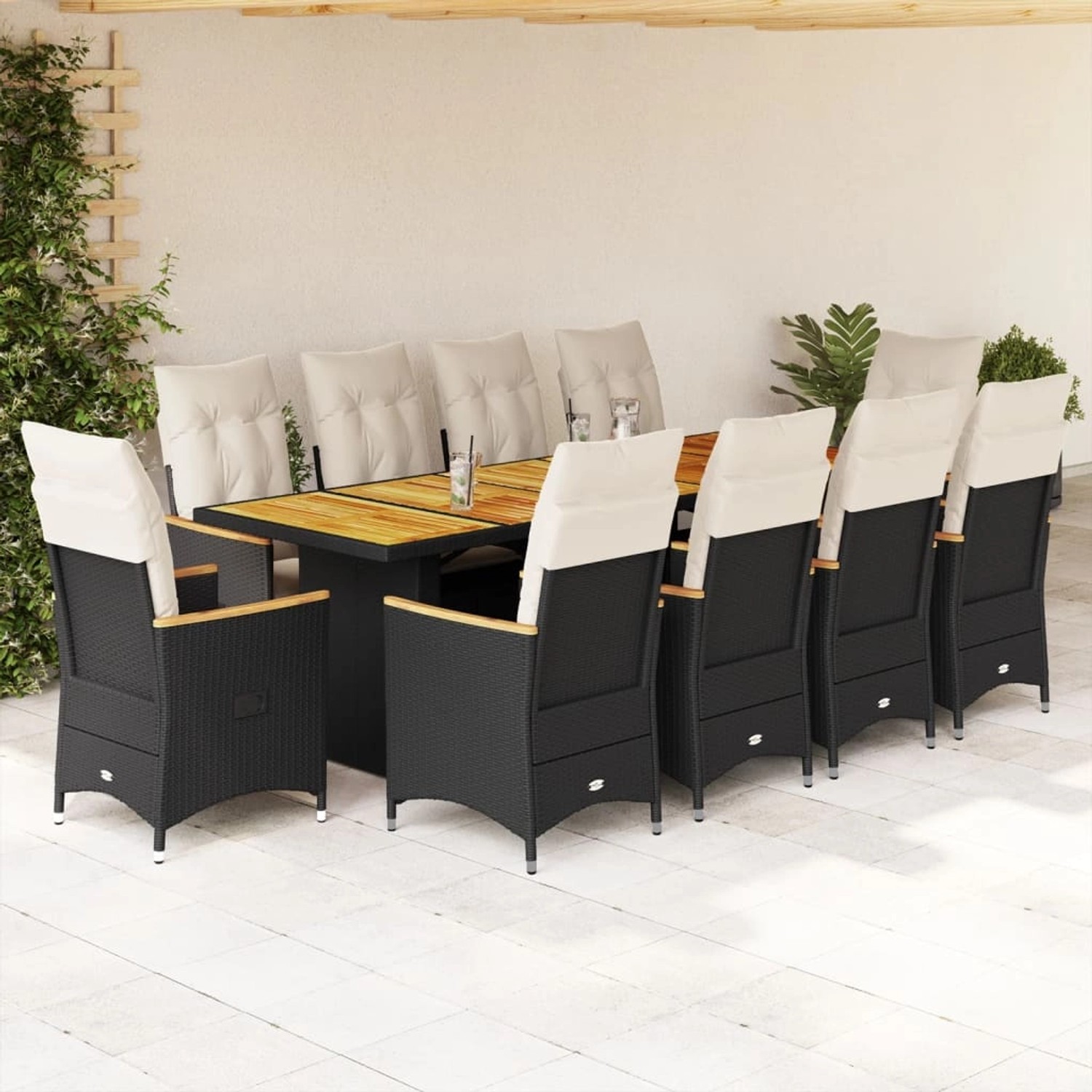 vidaXL 11-tlg Garten-Bistro-Set mit Kissen Schwarz Poly Rattan Modell 12 vidaXL 11-tlg Garten-Bistro-Set mit Kissen Schwarz Poly Rattan Modell 12 von VIDAXL
