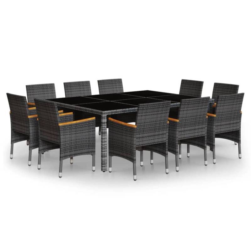 vidaXL 11-tlg Garten-Essgruppe Poly Rattan Grau Modell 6 von VIDAXL