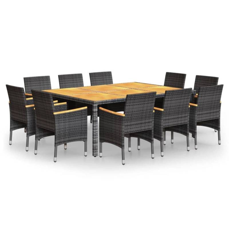 vidaXL 11-tlg Garten-Essgruppe Poly Rattan Grau Modell 7 von VIDAXL