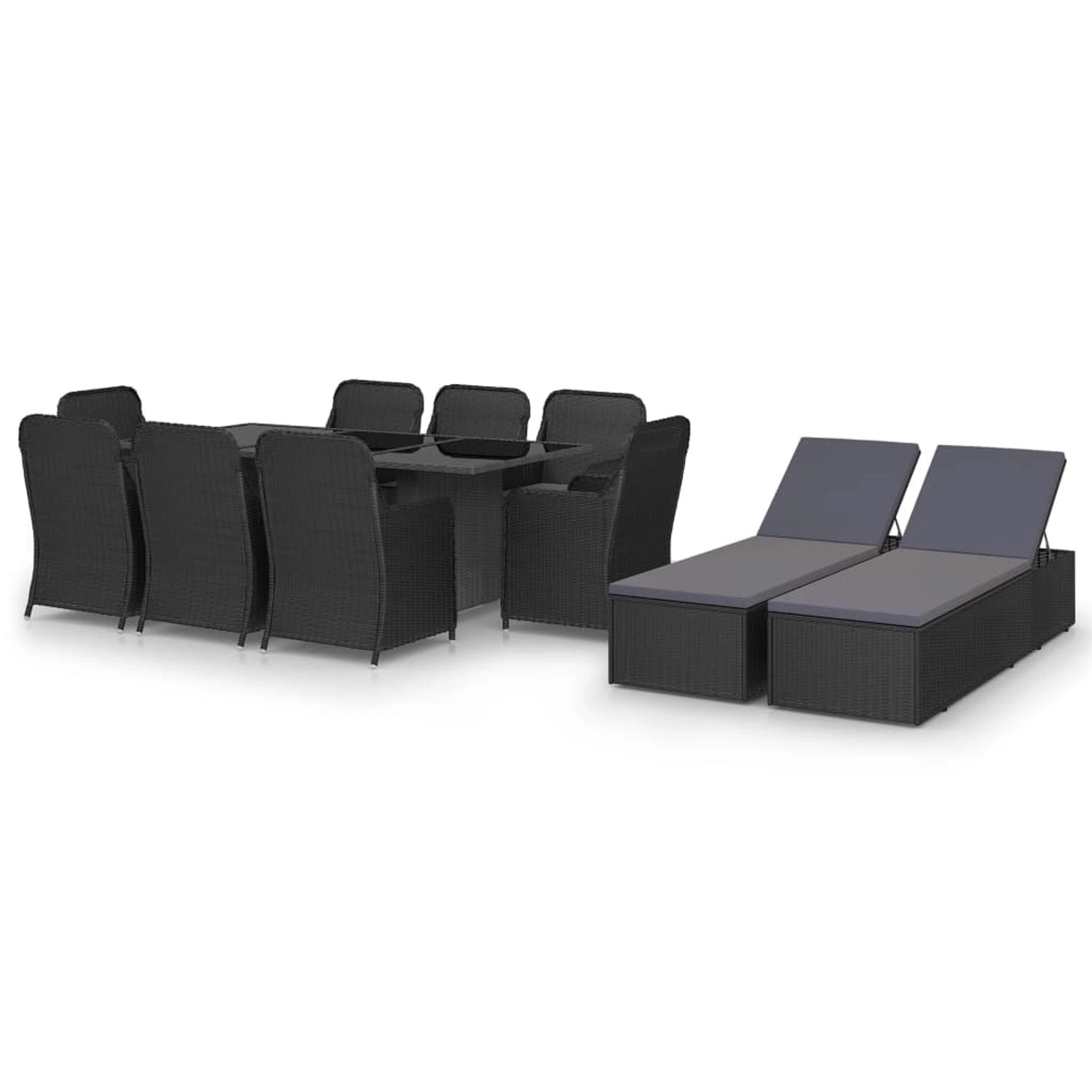 vidaXL 11-tlg Garten-Essgruppe Poly Rattan Schwarz Modell 4 vidaXL 11-tlg Garten-Essgruppe Poly Rattan Schwarz Modell 4 von VIDAXL