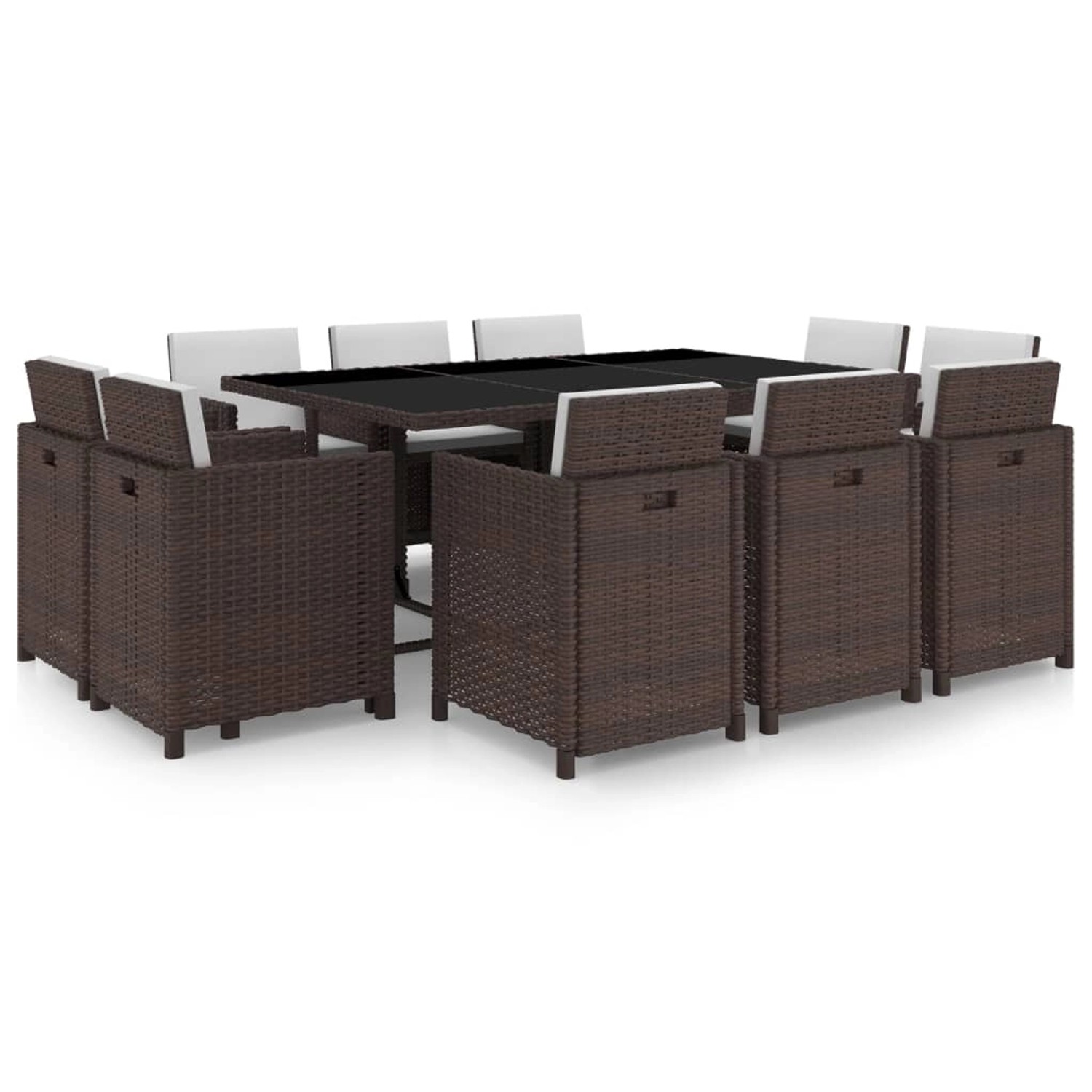 vidaXL 11-tlg Garten-Essgruppe mit Auflagen Poly Rattan Braun Modell 2 vidaXL 11-tlg Garten-Essgruppe mit Auflagen Poly Rattan Braun Modell 2 von VIDAXL