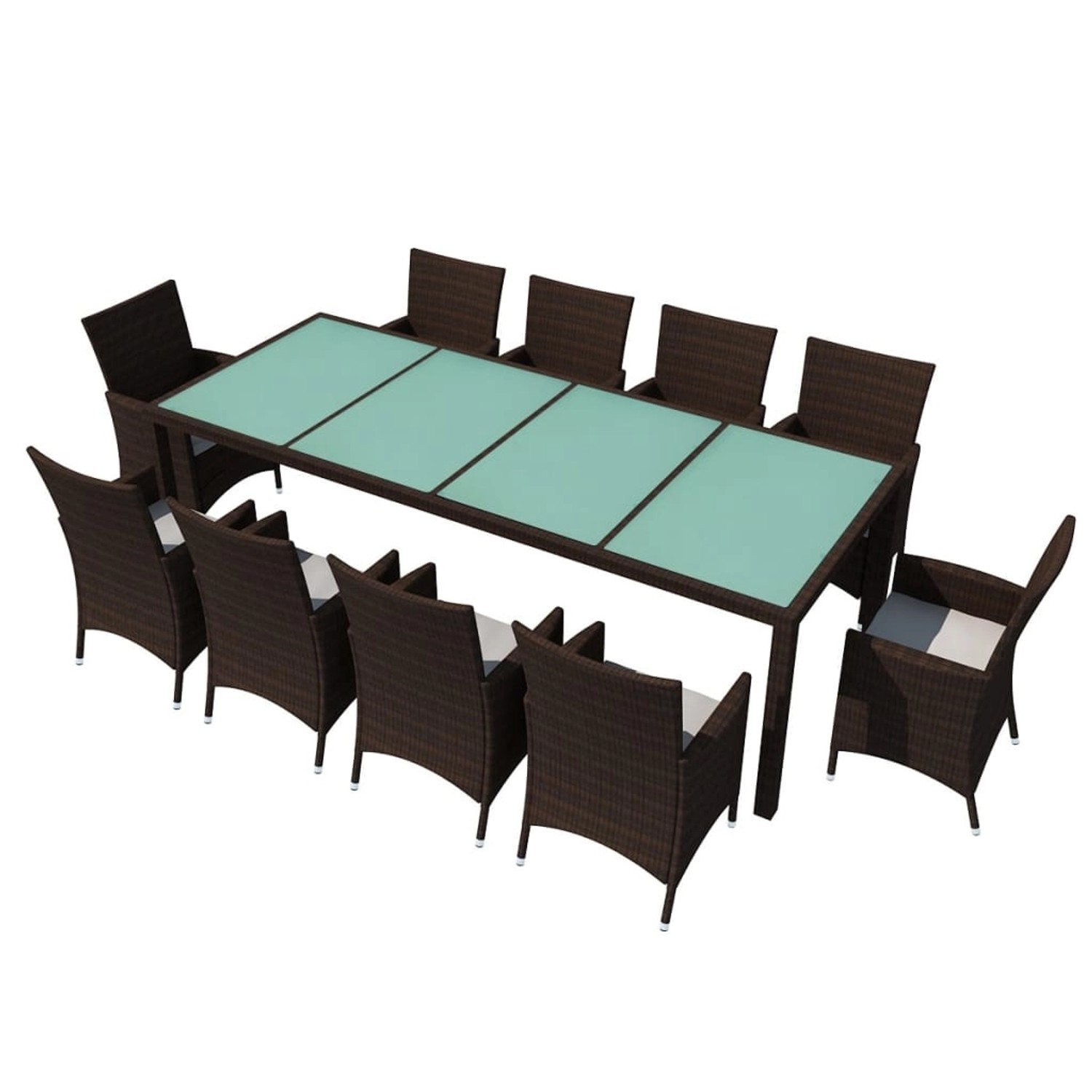 vidaXL 11-tlg Garten-Essgruppe mit Auflagen Poly Rattan Braun Modell 3 vidaXL 11-tlg Garten-Essgruppe mit Auflagen Poly Rattan Braun Modell 3 von VIDAXL