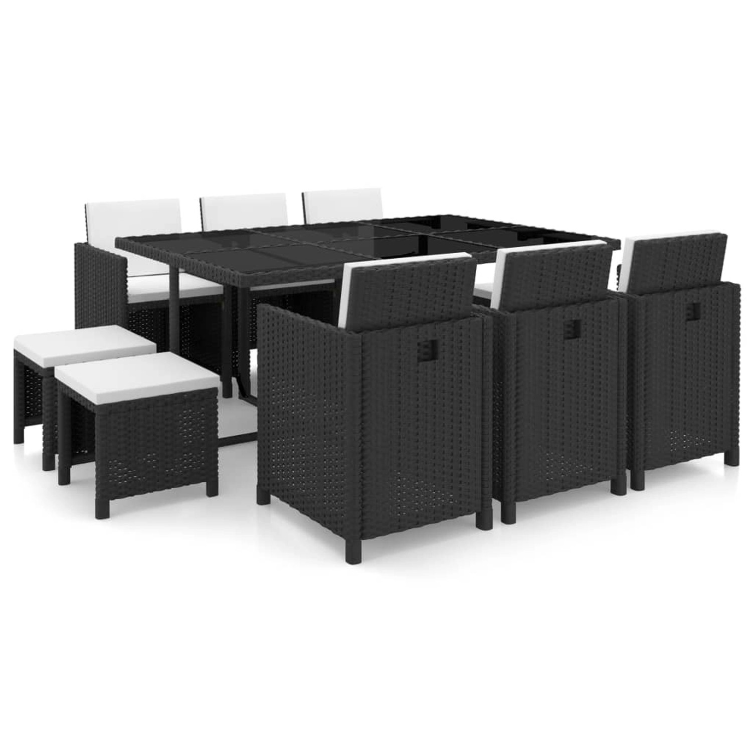 vidaXL 11-tlg Garten-Essgruppe mit Auflagen Poly Rattan Schwarz Modell 3 vidaXL 11-tlg Garten-Essgruppe mit Auflagen Poly Rattan Schwarz Modell 3 von VIDAXL