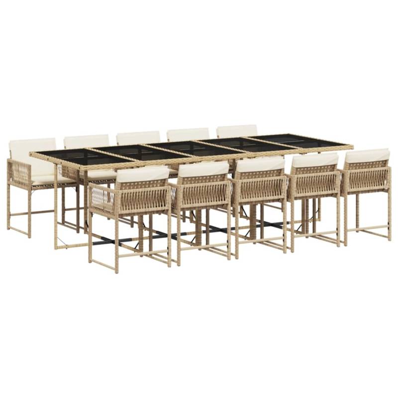 vidaXL 11-tlg Garten-Essgruppe mit Kissen Beige Poly Rattan Modell 17 von VIDAXL