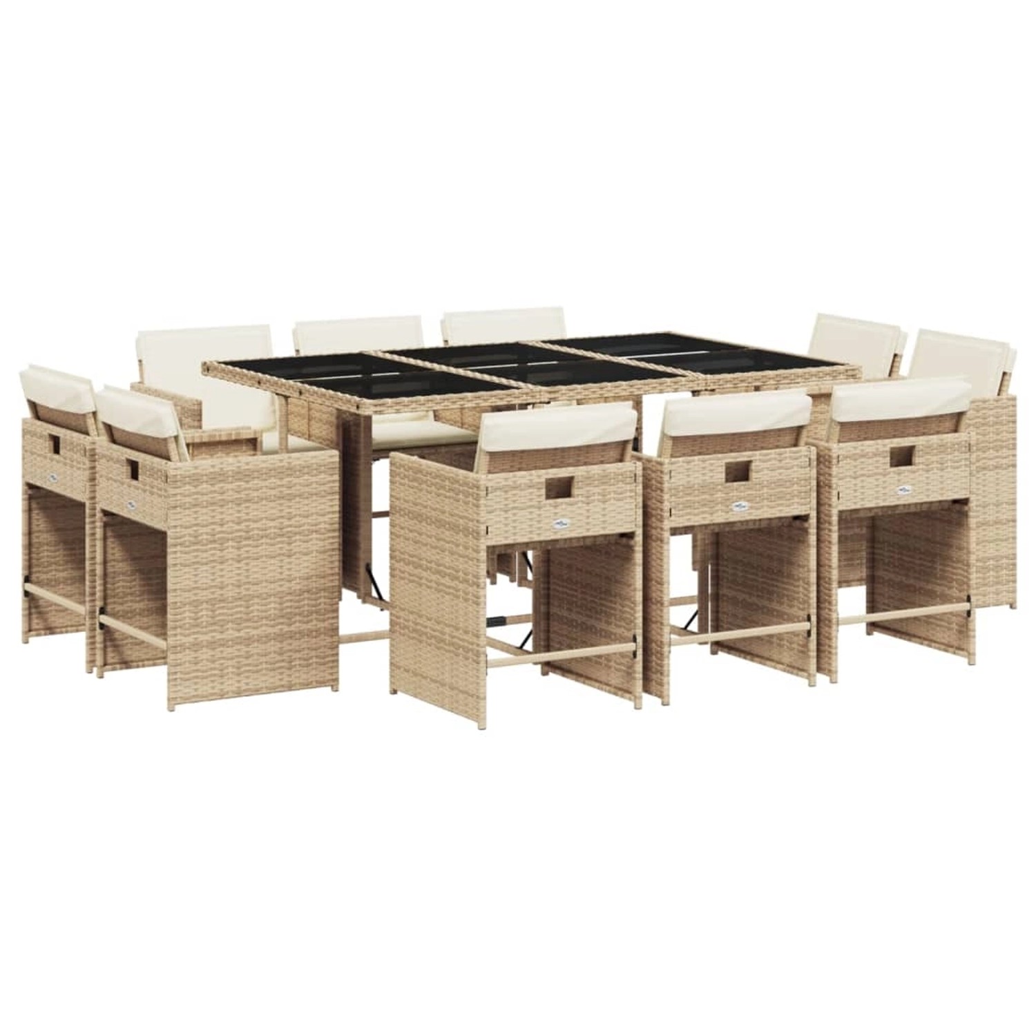 vidaXL 11-tlg Garten-Essgruppe mit Kissen Beige Poly Rattan Modell 2 vidaXL 11-tlg Garten-Essgruppe mit Kissen Beige Poly Rattan Modell 2 von VIDAXL