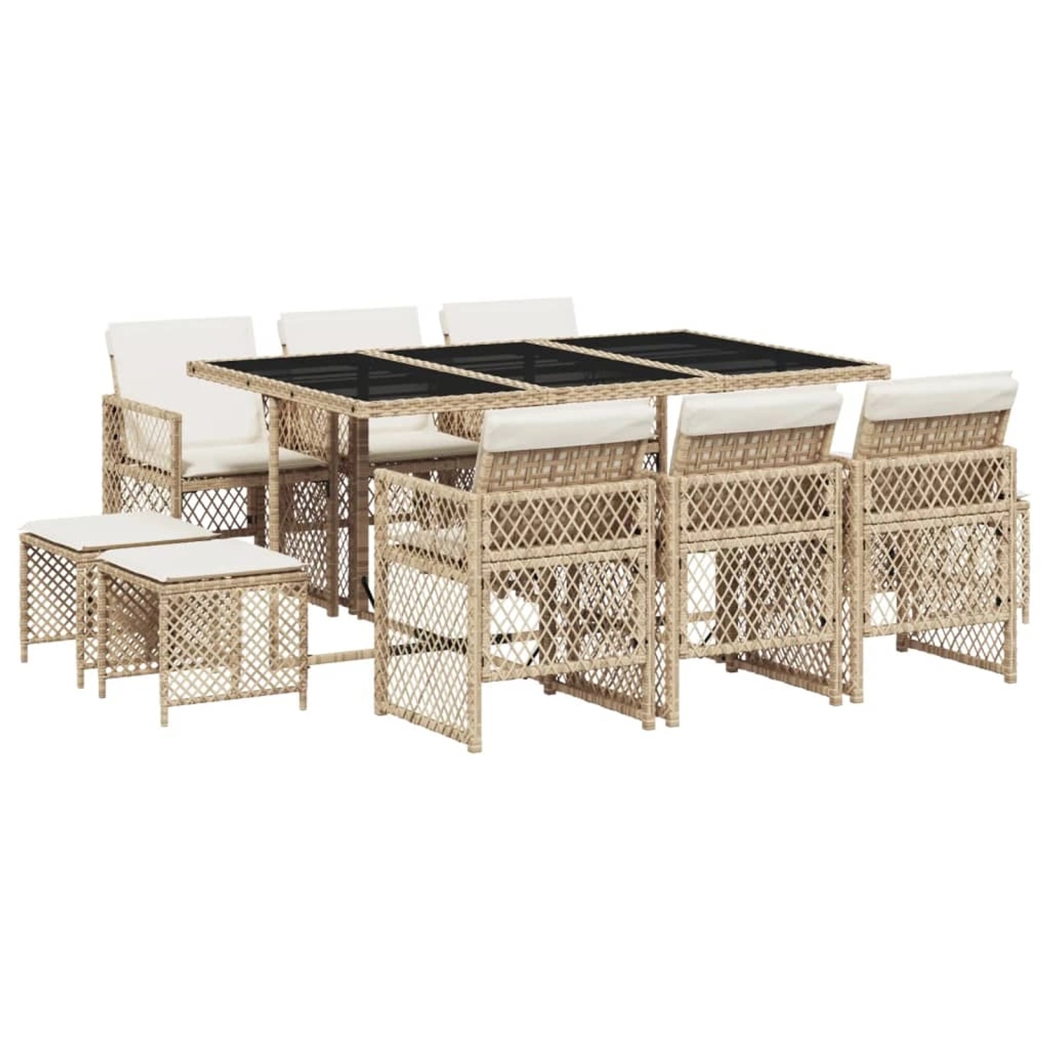 vidaXL 11-tlg Garten-Essgruppe mit Kissen Beige Poly Rattan Modell 22 vidaXL 11-tlg Garten-Essgruppe mit Kissen Beige Poly Rattan Modell 22 von VIDAXL