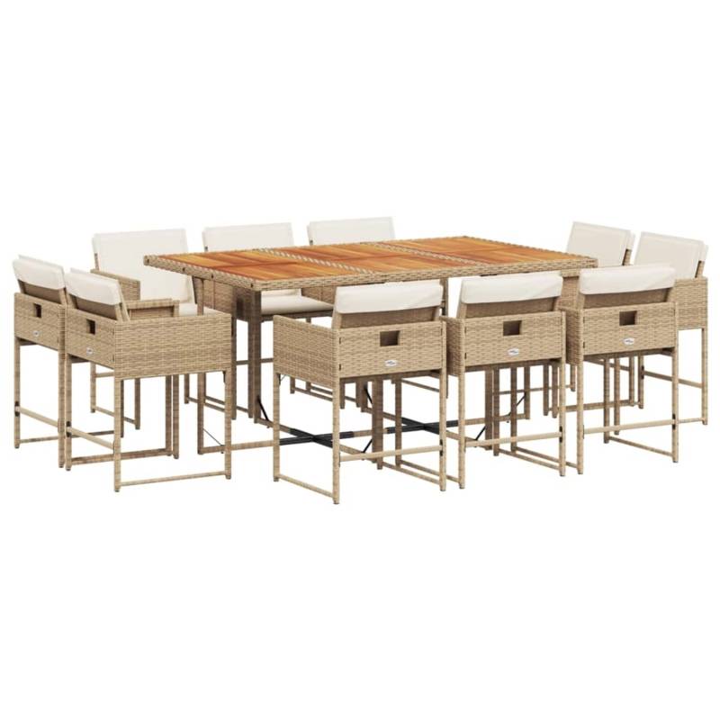 vidaXL 11-tlg Garten-Essgruppe mit Kissen Beige Poly Rattan Modell 5 von VIDAXL