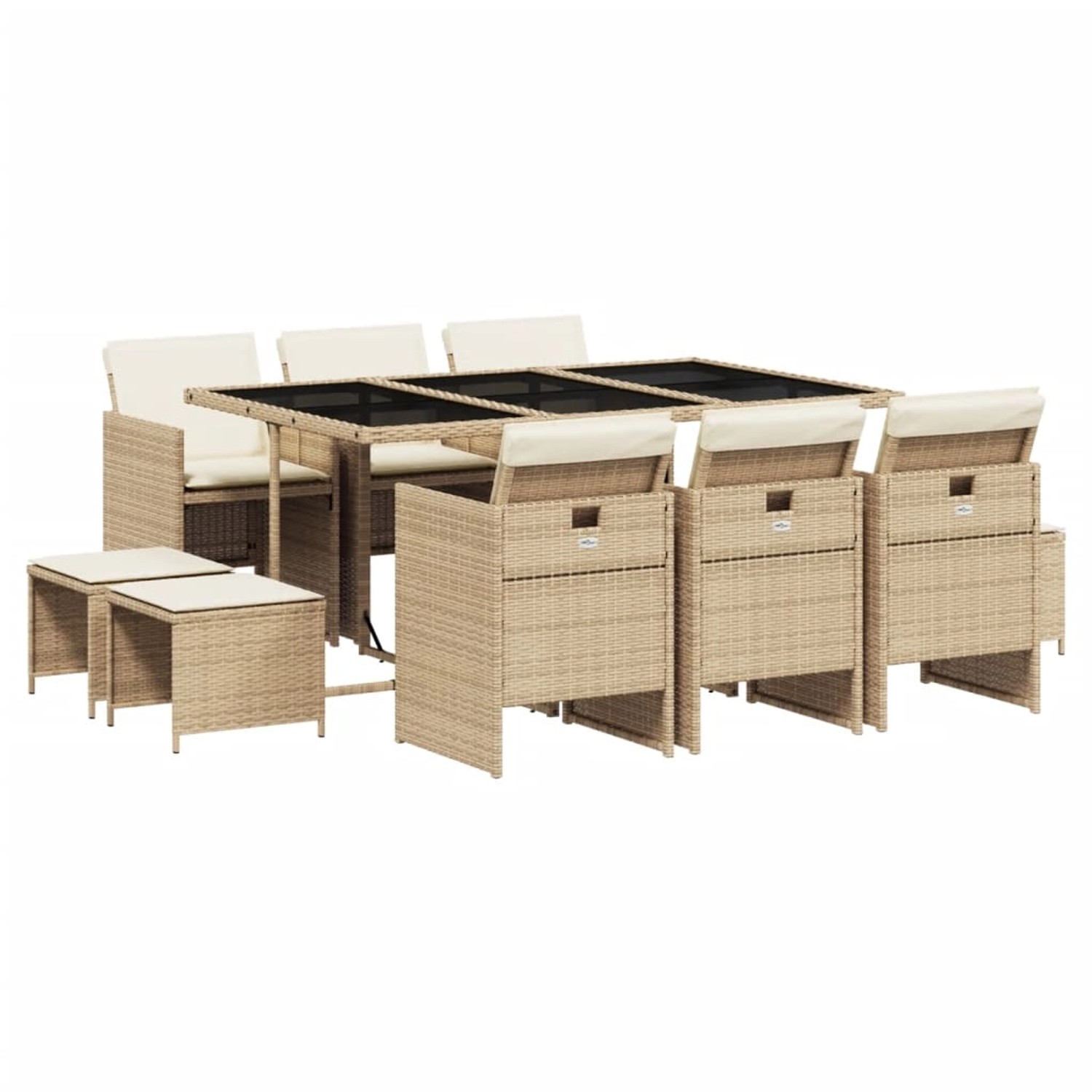 vidaXL 11-tlg Garten-Essgruppe mit Kissen Beige Poly Rattan Modell 7 vidaXL 11-tlg Garten-Essgruppe mit Kissen Beige Poly Rattan Modell 7 von VIDAXL