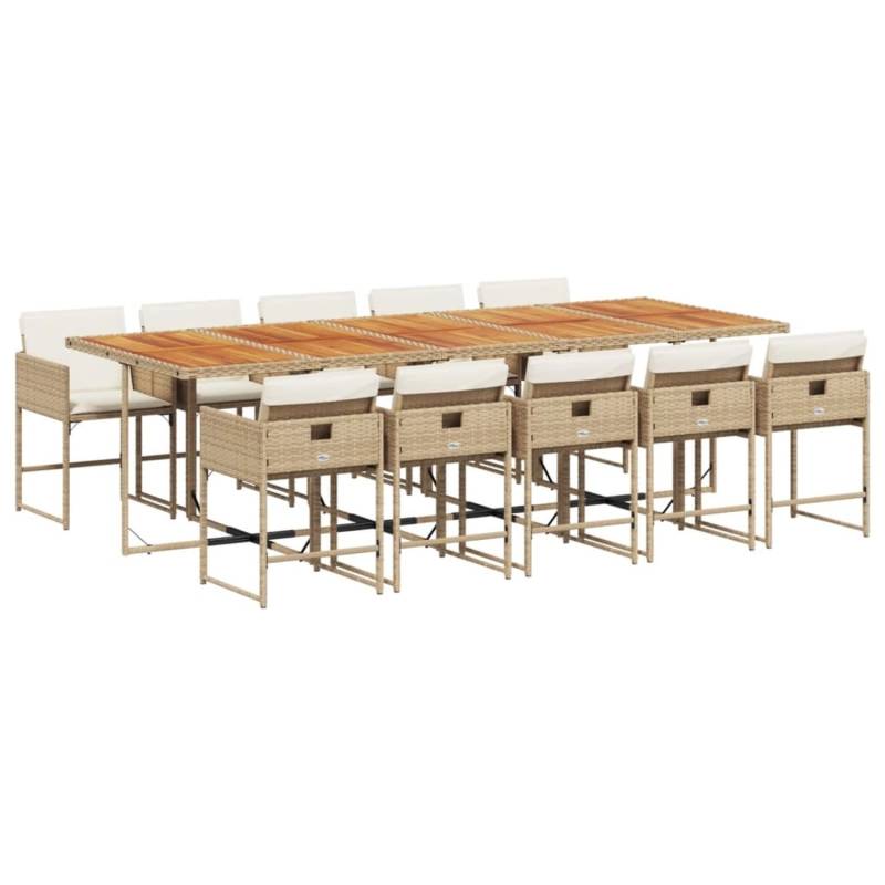 vidaXL 11-tlg Garten-Essgruppe mit Kissen Beige Poly Rattan Modell 8 von VIDAXL