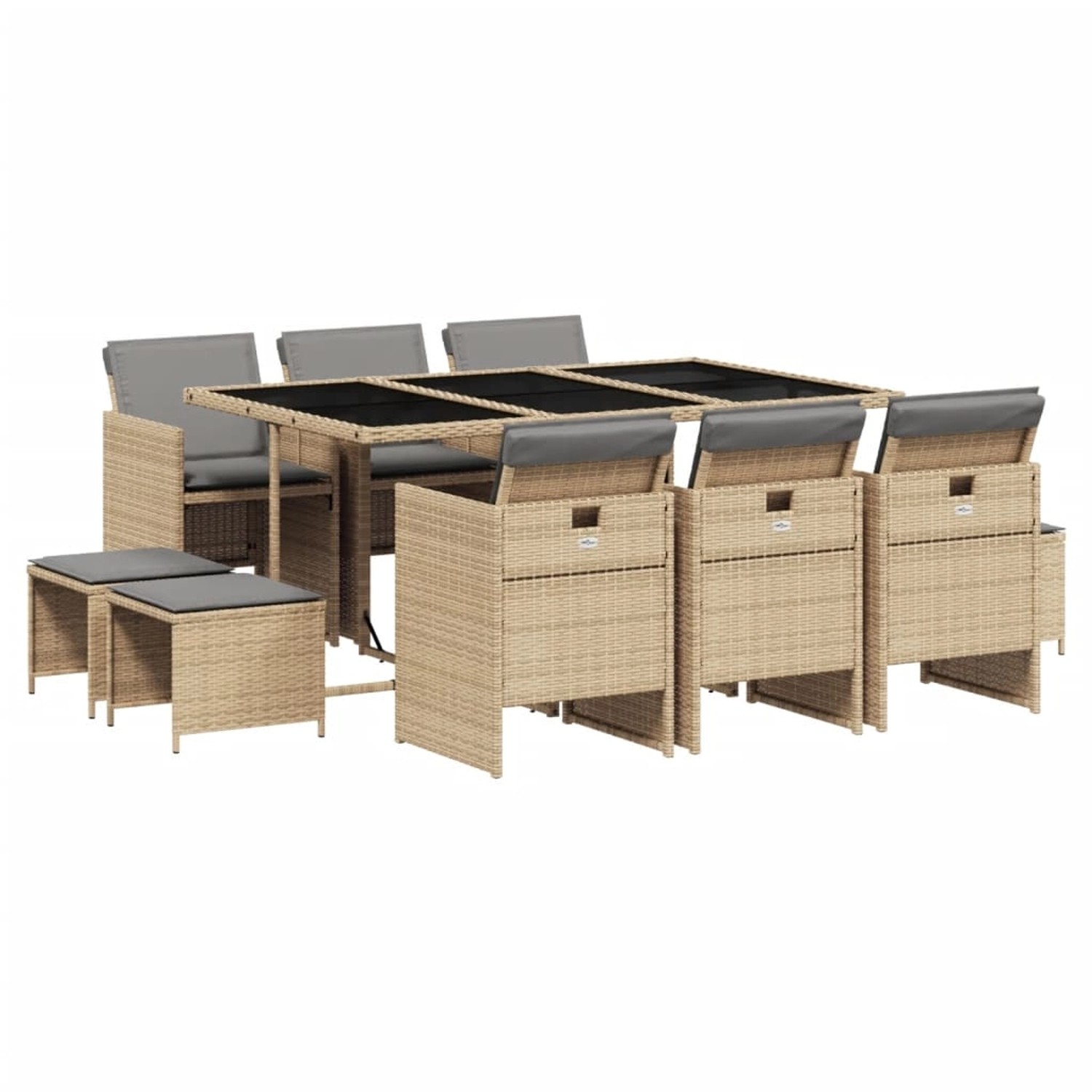 vidaXL 11-tlg Garten-Essgruppe mit Kissen Beigemischung Poly Rattan Modell 12 von VIDAXL