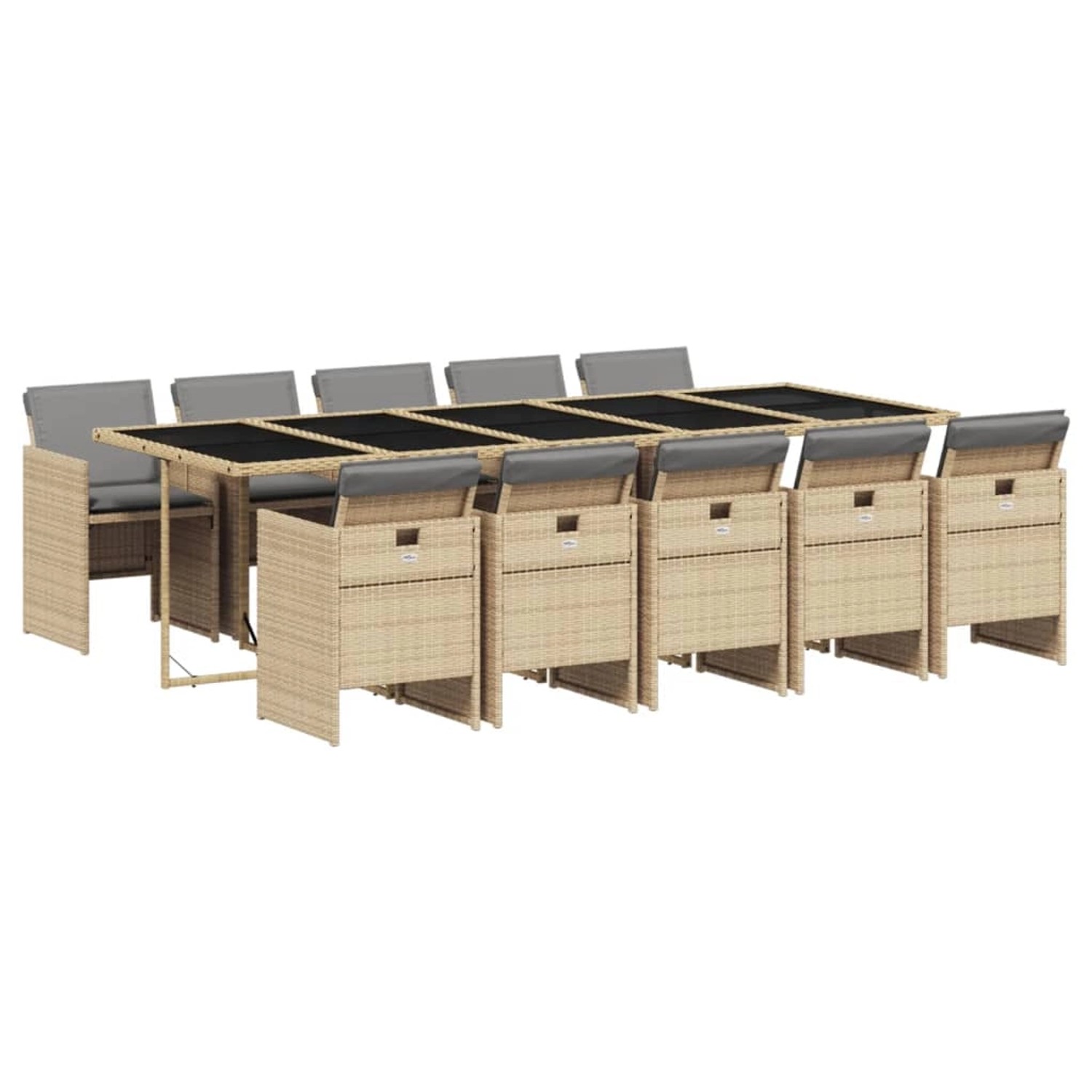 vidaXL 11-tlg Garten-Essgruppe mit Kissen Beigemischung Poly Rattan Modell 3 von VIDAXL