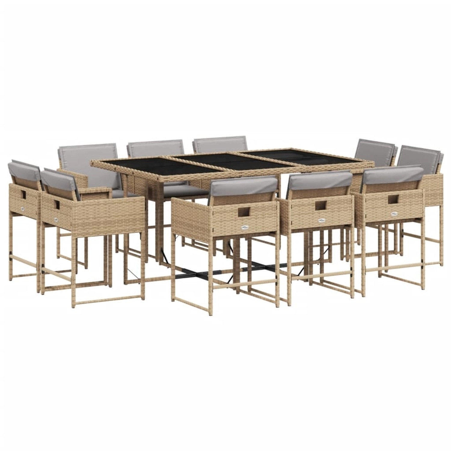 vidaXL 11-tlg Garten-Essgruppe mit Kissen Beigemischung Poly Rattan Modell 4 von VIDAXL