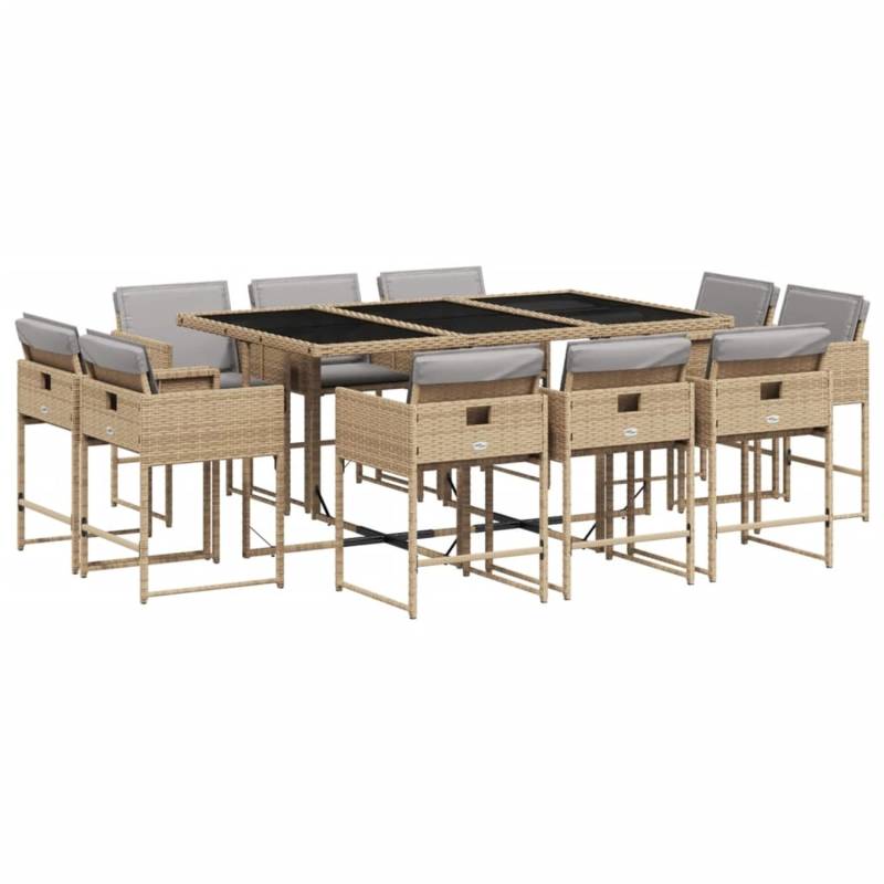 vidaXL 11-tlg Garten-Essgruppe mit Kissen Beigemischung Poly Rattan Modell 4 von VIDAXL
