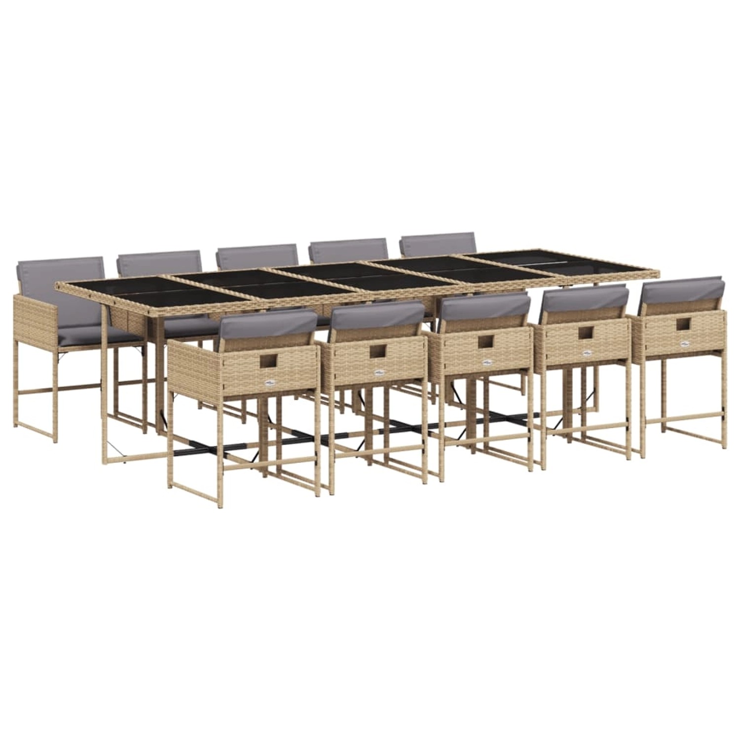 vidaXL 11-tlg Garten-Essgruppe mit Kissen Beigemischung Poly Rattan Modell 5 von VIDAXL