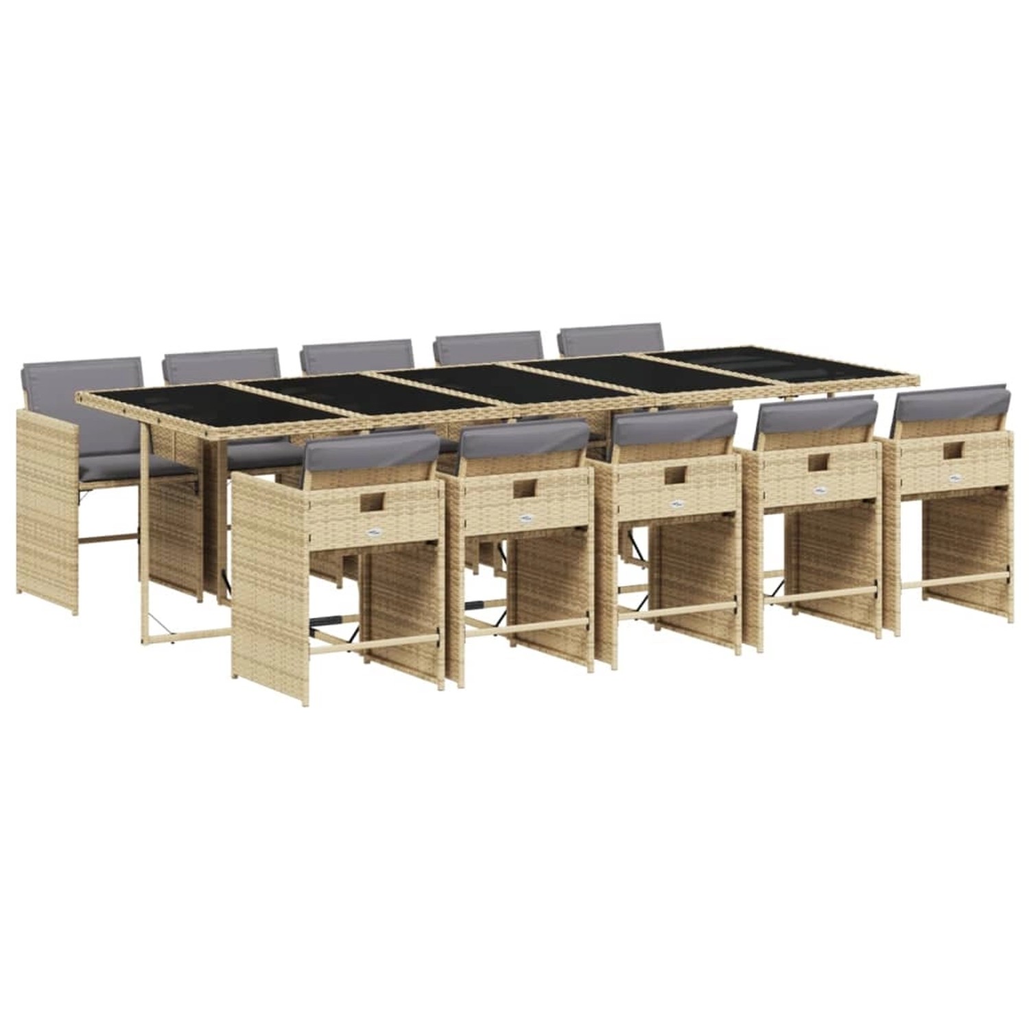 vidaXL 11-tlg Garten-Essgruppe mit Kissen Beigemischung Poly Rattan Modell 8 von VIDAXL