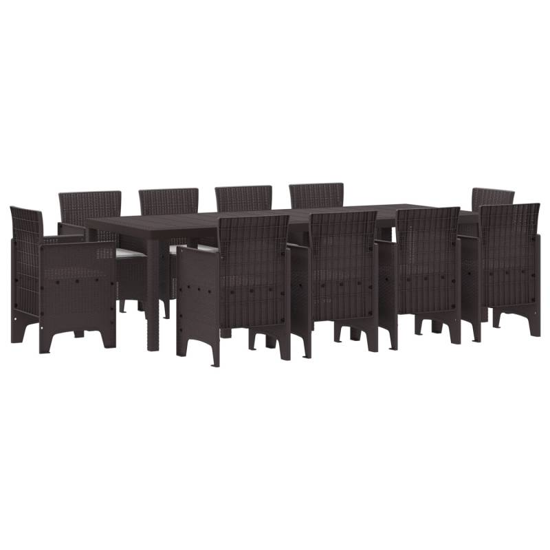 vidaXL 11-tlg Garten-Essgruppe mit Kissen Braun Poly Rattan 3378599 von VIDAXL